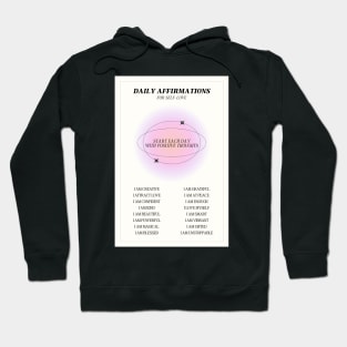 Daily Affirmations for Self Love Pink Aura Hoodie